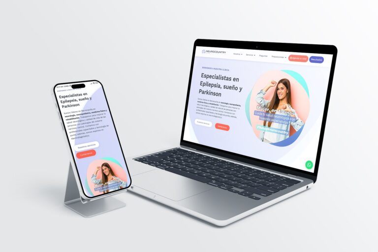 Página web de Neurocountry, centro neurológico de Barranquilla, en computador y celular, optimizada con SEO